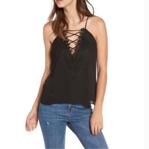 Lace up sleeveless blouse